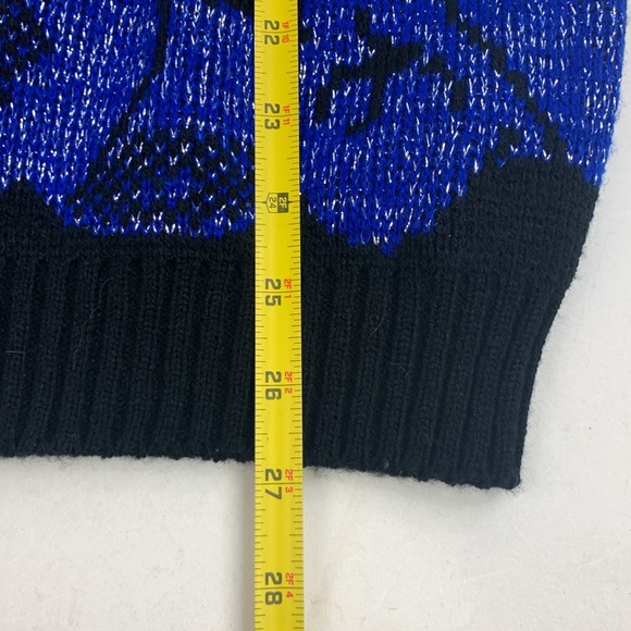 Vintage Ja Lynn Metallic Blue & Black Sweater Crew neck with Sparkle Large - Picture 11 of 13